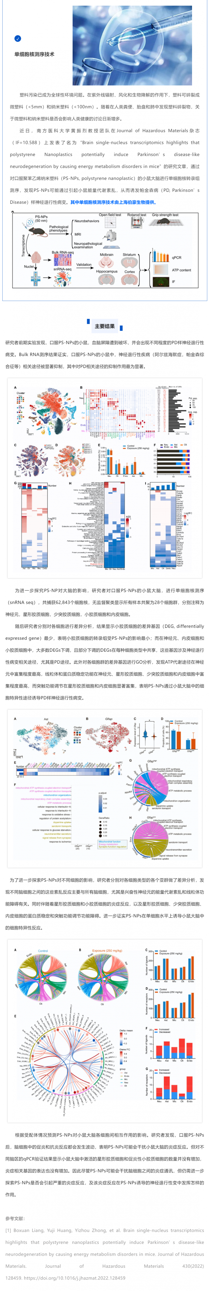 項目文章_伯豪生物單細胞核測序助力發現納米塑料誘發帕金森樣神經退行性病變