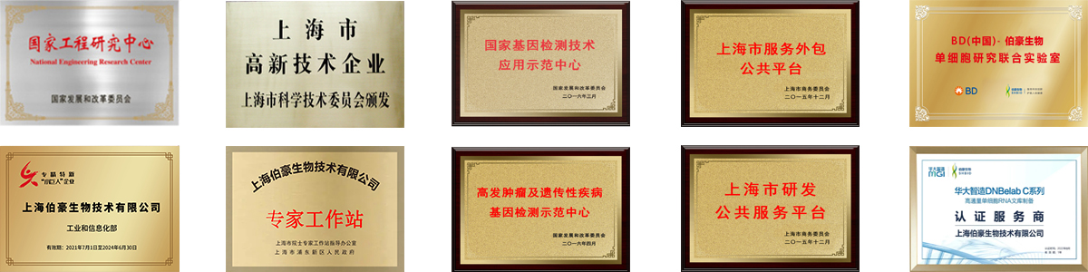 伯豪生物歷年榮譽(yù)證書(shū)