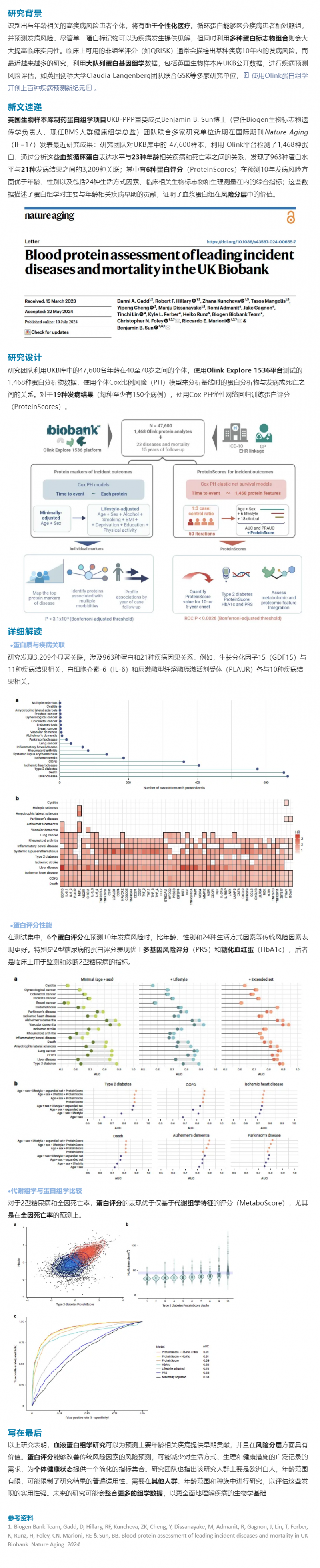 Nature Aging|Olink 蛋白組學(xué)助力 UKB 大隊(duì)列更優(yōu)預(yù)測(cè)多疾病風(fēng)險(xiǎn)